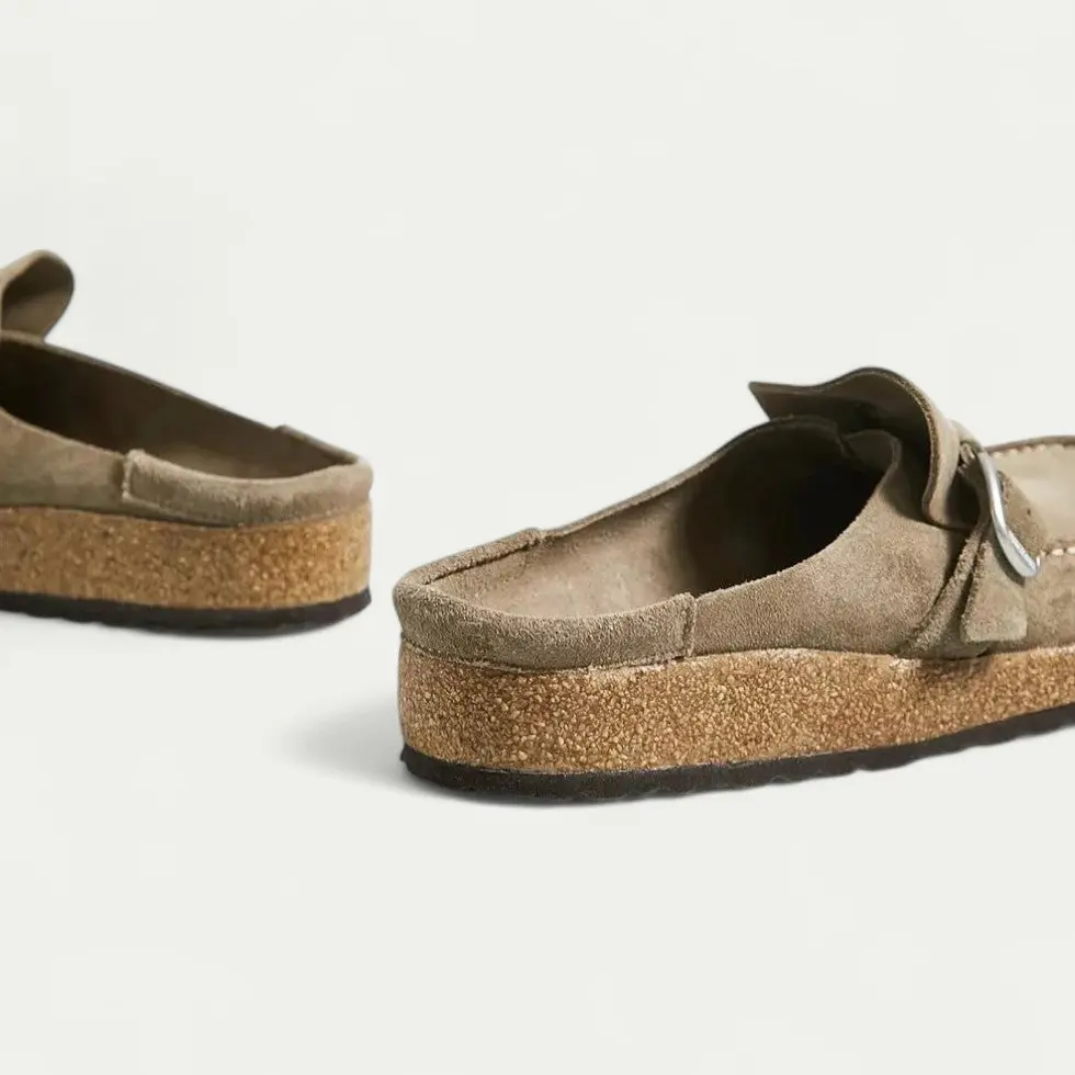 Women's Comfort Suede Mules with Buckle Detail - Image 3