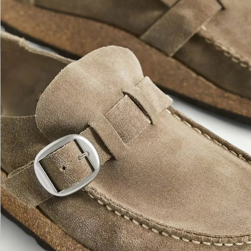 Women's Comfort Suede Mules with Buckle Detail - Image 4