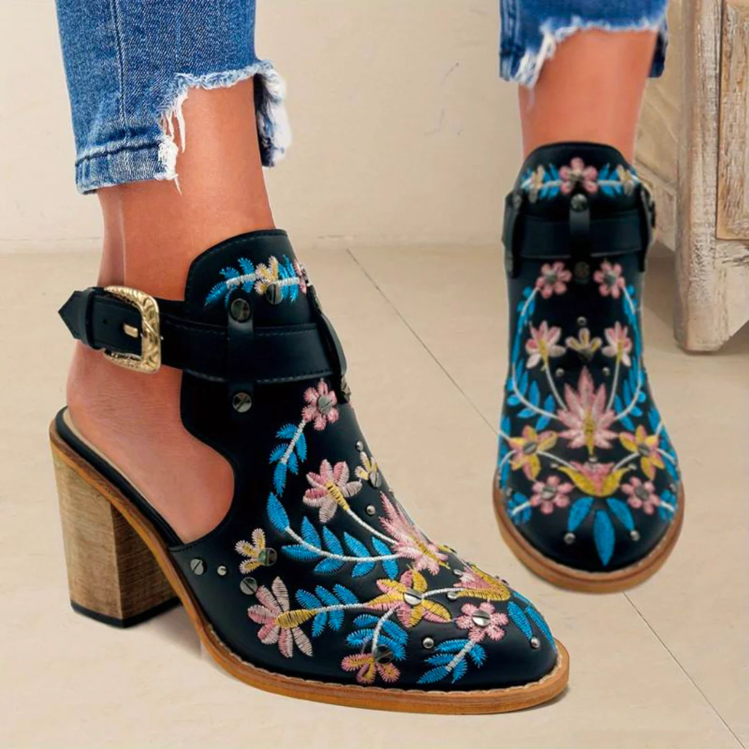 Embroidered Floral Ankle Boots for Women – Stylish Western Design - Image 5