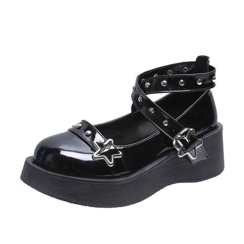 Platform Mary Jane Shoes for Women – Stylish with Star Buckle Strap - Image 5
